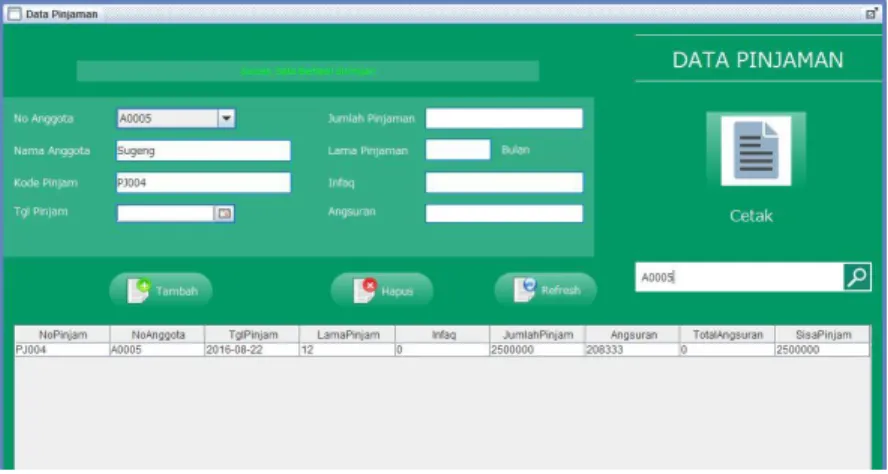 Gambar 4.27 Tampilan Data Search Pinjaman 