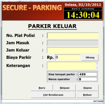 Gambar 13. Halaman Parkir Keluar 