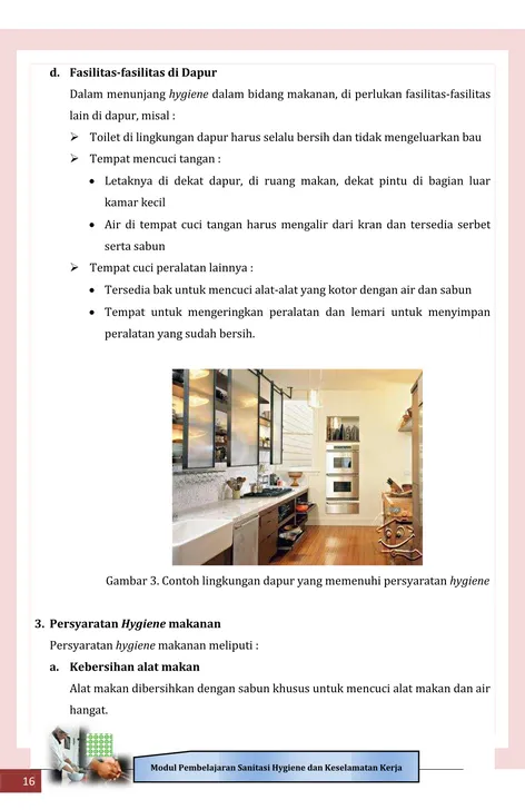 Gambar 3. Contoh lingkungan dapur yang memenuhi persyaratan hygiene 