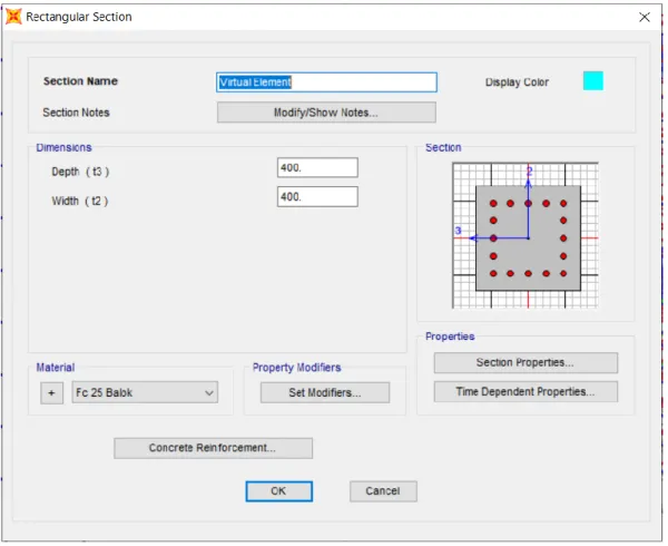 Gambar 3.11. Frame Section untuk Batang Virtual 