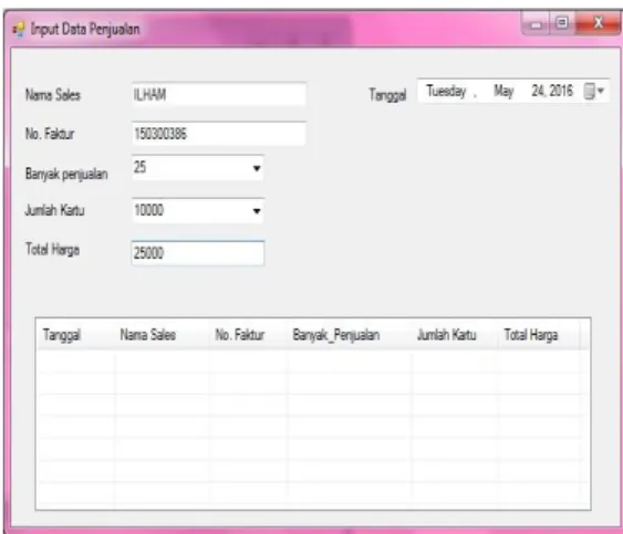 Gambar 5.3 Tampilan Input data Penjualan 