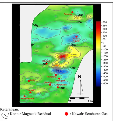 Gambar 2. Peta Anomali Magnetik Residual Survey Hasil Reduksi ke Ekuator  Peta Anomali Magnetik Residual 