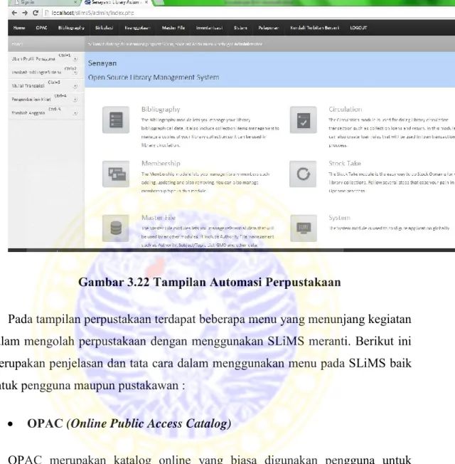 Gambar 3.22 Tampilan Automasi Perpustakaan 