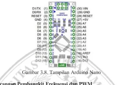 Gambar 3.8. Tampilan Arduino Nano  3.3.1 Perancangan Pembangkit Frekuensi dan PWM 