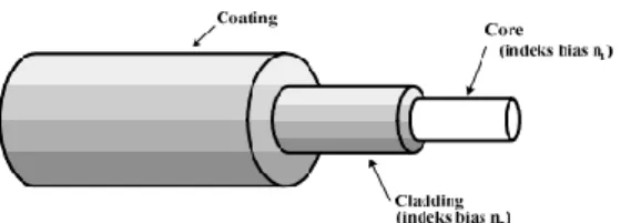 Gambar 2.1 Struktur dasar serat optik 