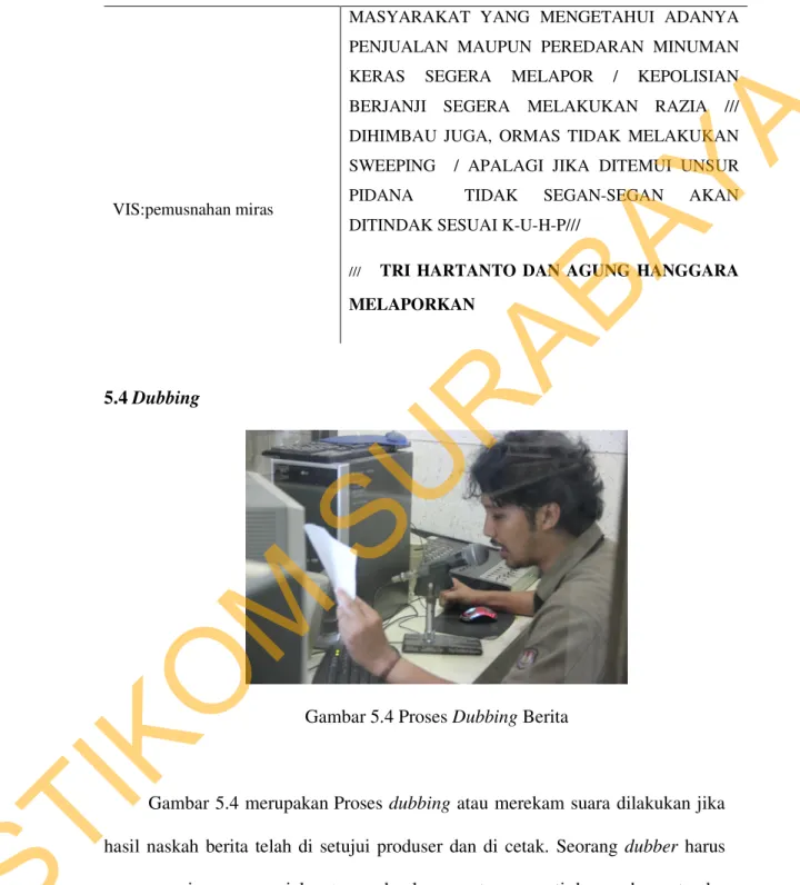 Gambar 5.4 Proses Dubbing Berita 