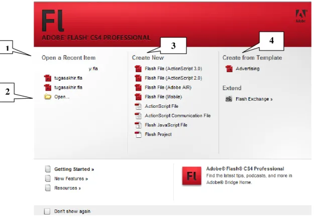 Gambar 2.1. Jendela Program Adobe Flash CS4 