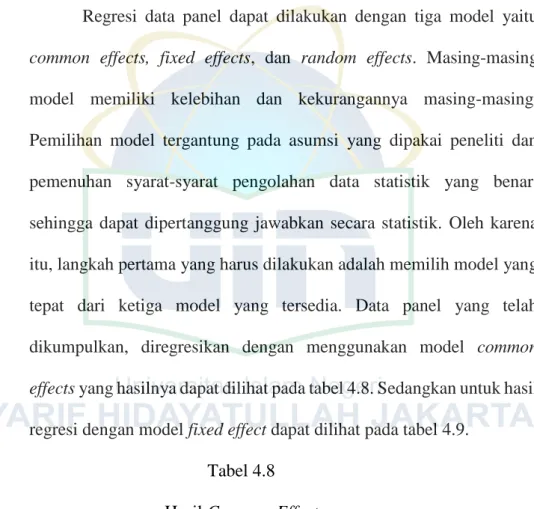Tabel 4.8  Hasil Common Effect 