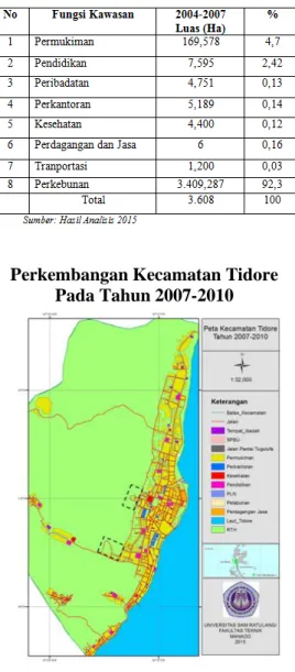 Gambar 6. Peta Perkembangan  Kecamatan Tidore Tahun 