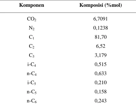 Tabel  2  Data Komposisi Feed Gas 