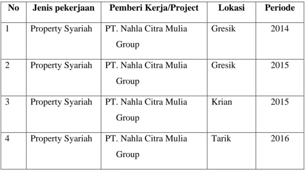 Tabel 2 1 Pengalaman Proyek 