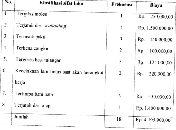Tabel 5.3. Biaya perawatan / pengobatan / rumah sakit