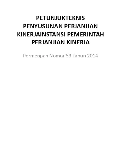 PETUNJUKTEKNIS PENYUSUNAN PERJANJIAN KINERJAINSTANSI PEMERINTAH ...