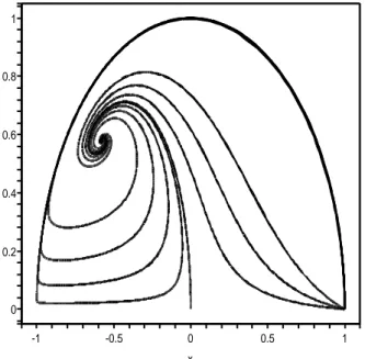 Gambar VIII.2      Bidang fasa solusi dominasi kinetik pelanggaran Lorentz. 