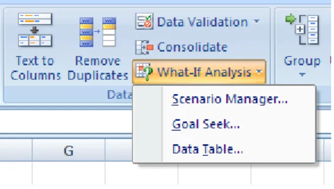 Gambar 10. What-if - Data Table Toolbar    Laku Klik Data Table… sehingga muncul kotak dialog 
