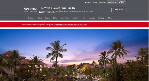 Gambar 3.1 Tampilan Website The Westin Resort Nusa Dua Bali 