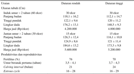 Tabel 3. Rata-rata penampilan produktivitas dan reproduktivitas kerbau 