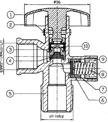 Gambar 4  Katup handwheel kapasitas isi tabung 50 kg  