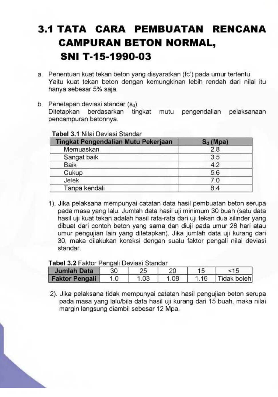 Tabel  3.1  Nilai  Deviasi  Standar 