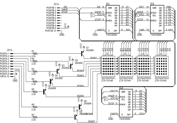 Gambar 4. Rangkaian skematik display dot matrix