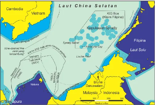 Gambar 6 Klaim dan batas maritim di Laut China Selatan  