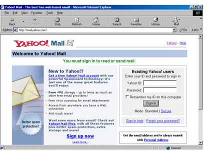 Gambar 2.1 Halaman Awal Webmail Yahoo 
