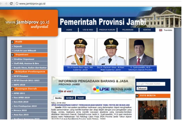 Gambar 5. Website e-Government pada Provinsi Jambi