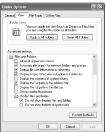 Gambar 5.12. Tampilan Advanced Settings di Folder  Options 