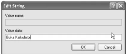 Gambar 5.2. Membuat Option “Buka Kalkulator”  Setelah itu, klik lagi key “Kalkulator” dan tekan menu Edit > 