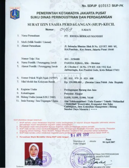 Gambar 1.1 Contoh SIUP 