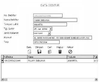 Gambar 8. Form Entry Data Debitur