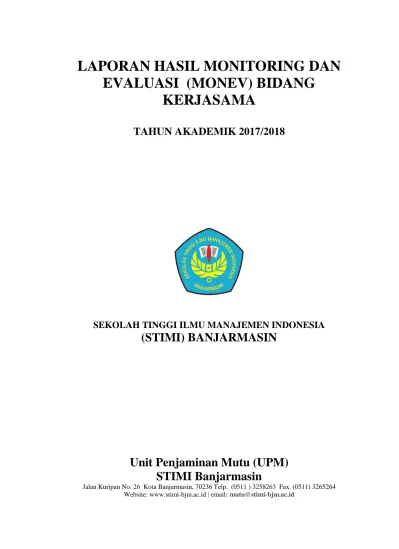 LAPORAN HASIL MONITORING DAN EVALUASI (MONEV) BIDANG KERJASAMA