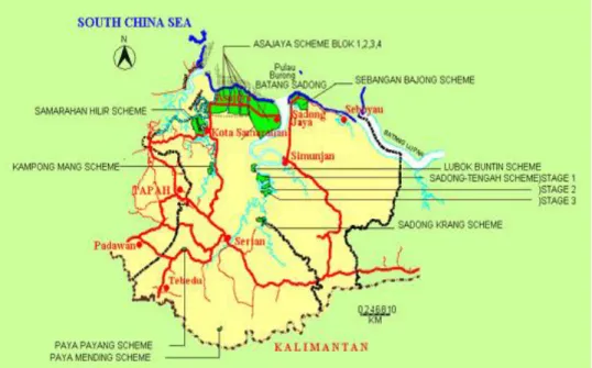 Figure 1.1: Location of study area, Asajaya Scheme.  