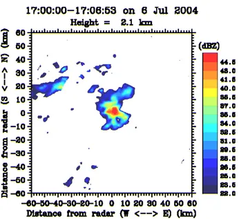 Gambar 4-5:  Kondisi Awan Berdasarkan Data XDR pada Tanggal 6 Juli 2004 jam 17:00:00 –  17:06:53  Waktu Setempat (Local Time) 