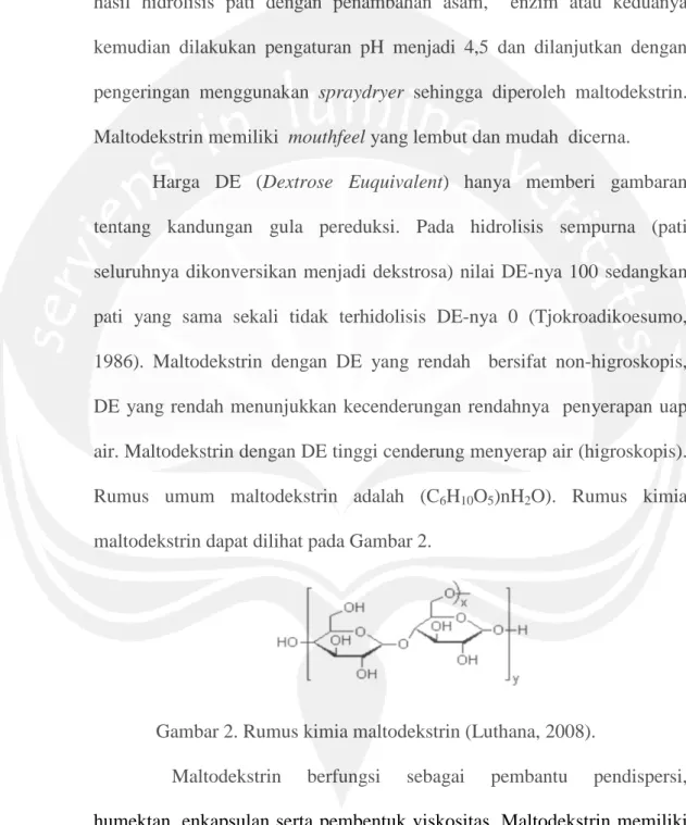Gambar 2. Rumus kimia maltodekstrin (Luthana, 2008).
