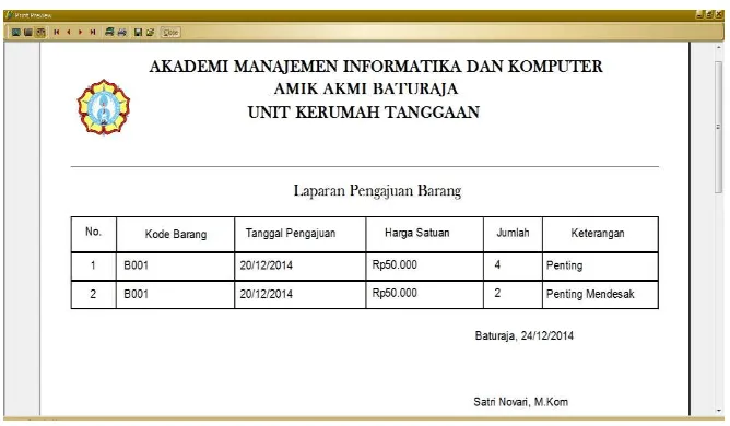 Gambar 7. Form pengajuan barang 