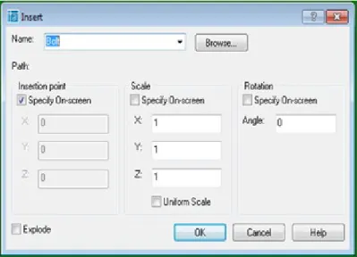 Gambar 3. Dialog insert yang di tampilkan.