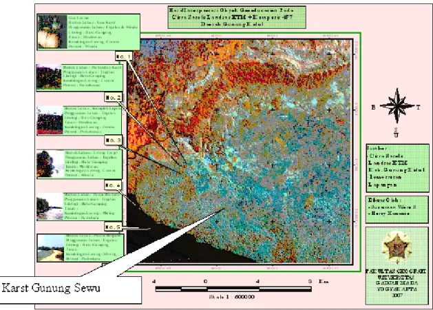 Gambar 4. Bentanglahan Karst Gunung Sewu Citra Landsat ETM + Komposit 457