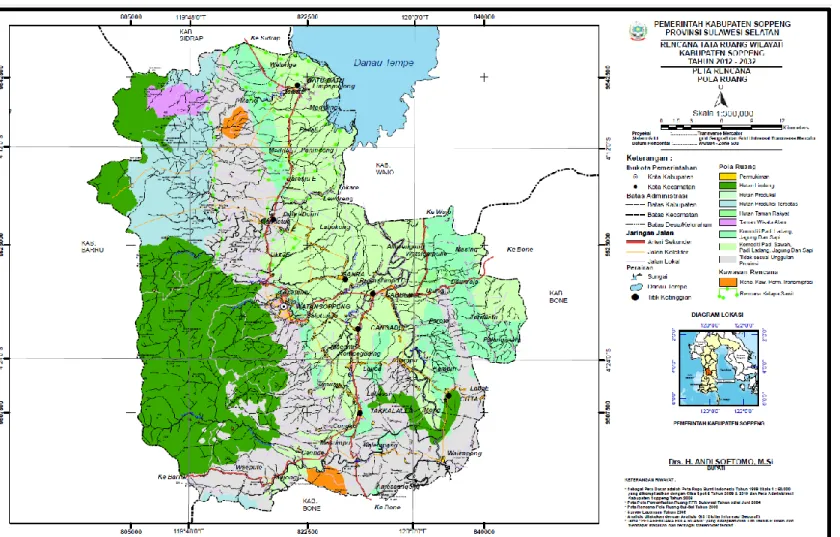 Gambar Peta Rencana Pola Ruang, Rencana Tata Ruang Wilayah Kabupaten Soppeng : 