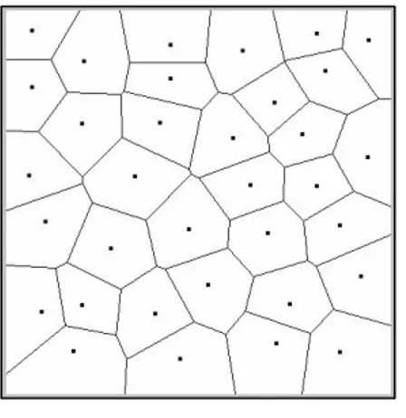 Diagram  voronoi dinamakan atas seorang matematikawan Rusia Georgy  Fedoseevich Voronoi (atau Voronoy) yang mendefinisikan dan mempelajari kasus  umum n-dimensional pada tahun 1908