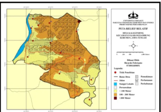 Gambar 3. Peta Relief Relatif Desa Kaligending 