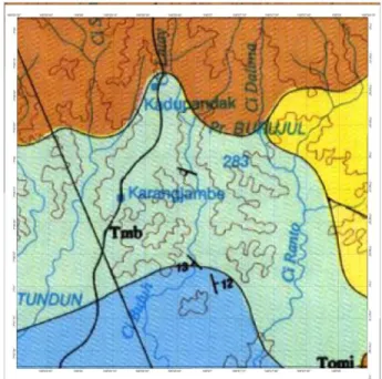 Gambar 2. Peta Geologi regional daerah penelitian 