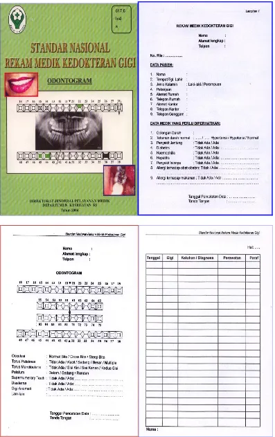 Gambar 1 : Contoh Rekam Medik Gigi yang sesuai dengan Standar Nasional           Rekam Medik Kedokteran gigi 