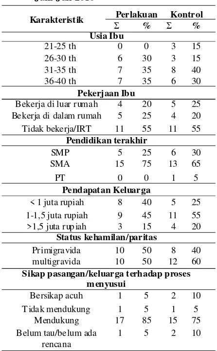 Tabel 1. Karakteristik ibu hamil di wilayah kerjaPuskesmas Kepanjenkidul Kota Blitar padaJuni-Juli 2016