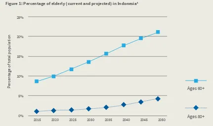 Figure 1: Percentage of elderly (current and projected) in Indonesia1 