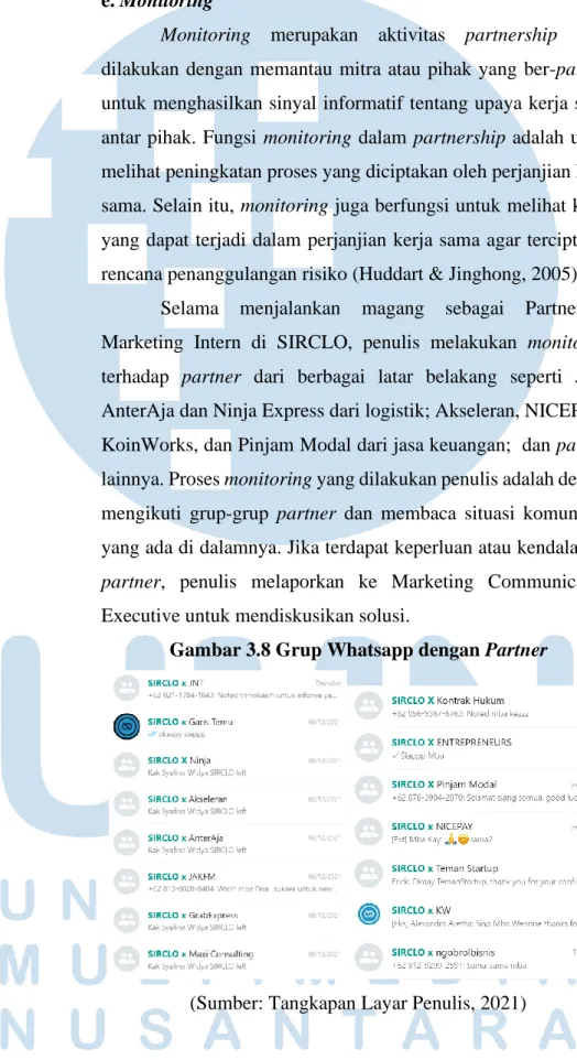 Gambar 3.8 Grup Whatsapp dengan Partner 