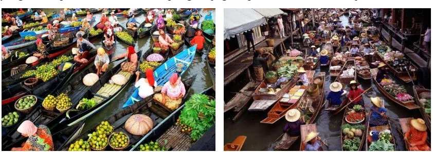 gambar 3: Pasar Apung di Thailand Sumber: http://onestep4ward.com/ 