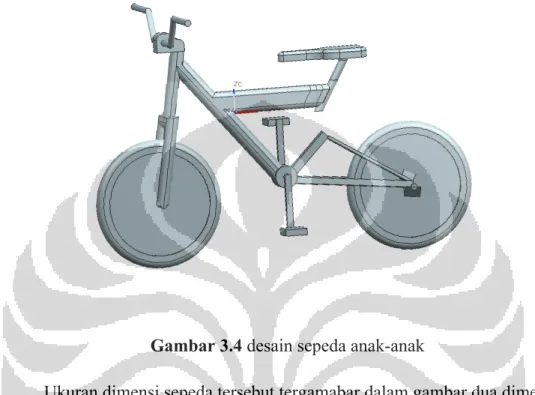 Gambar 3.4 desain sepeda anak-anak 