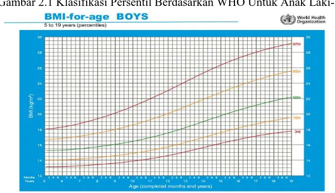 Gambar 2.2  Klasifikasi Persentil Berdasarkan WHO Untuk Anak Perempuan 