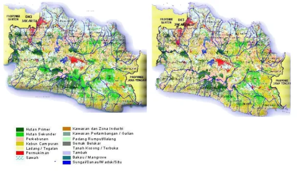 Gambar 4.  Perubahan tata guna lahan tahun 1994 – 2001 di Jawa Barat 